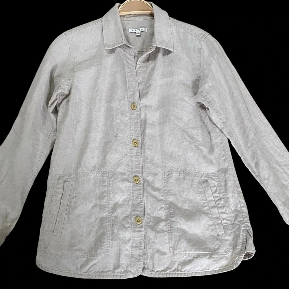 Orvis Shoreline Linen Shirt/Jacket/Shacket Tan/Neutral/Flax Women's Size Small - Picture 2 of 7